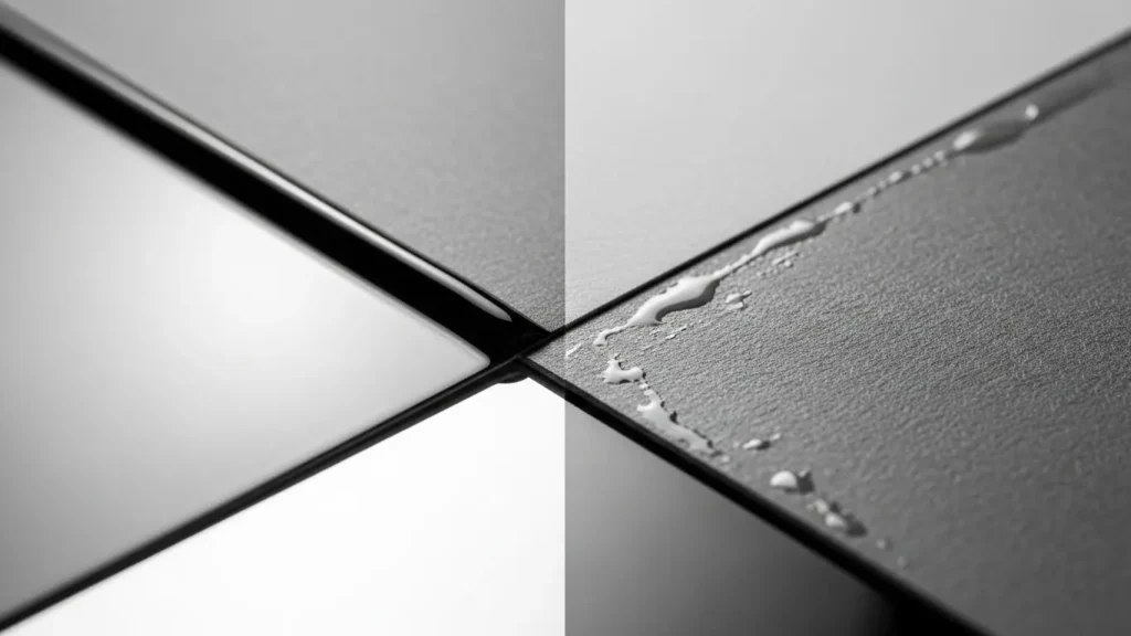 ニスと用紙の吸収性の比較