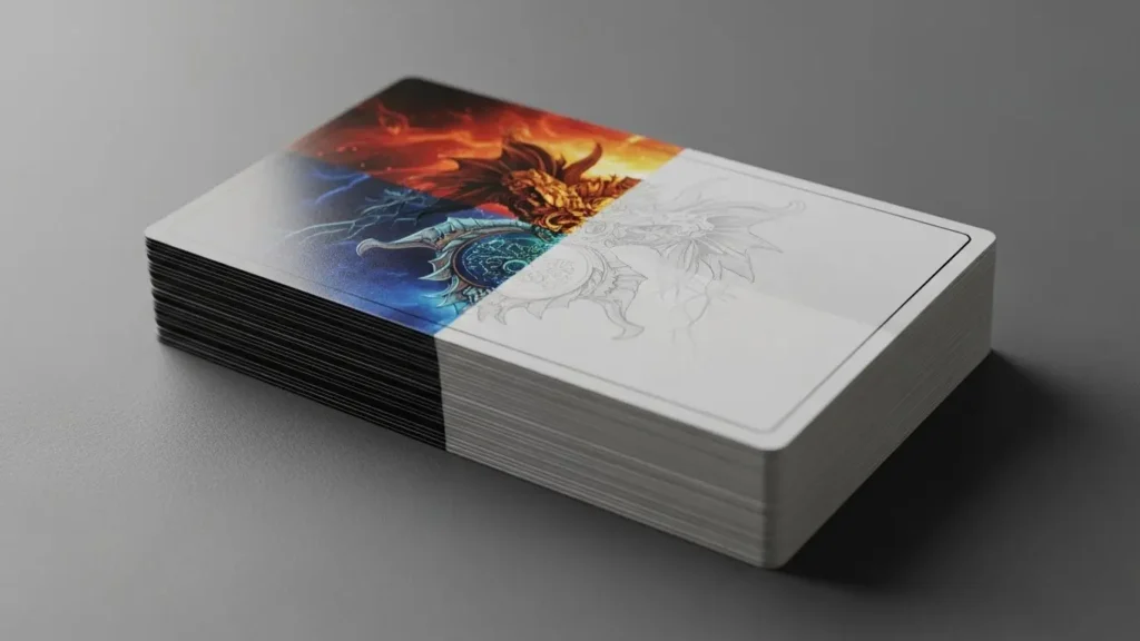 ニス印刷による表面の保護と光沢効果の比較