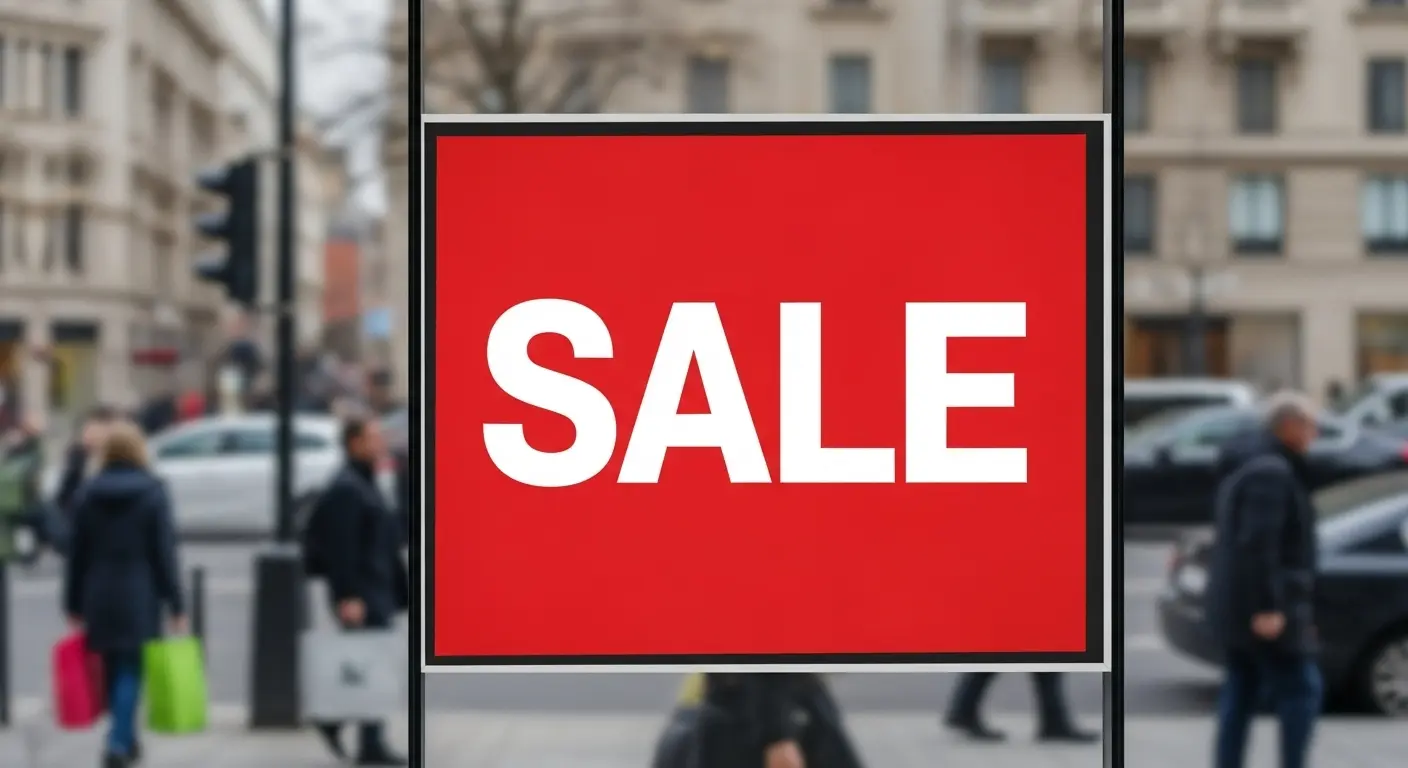 目立つ赤い「SALE」のポップ広告