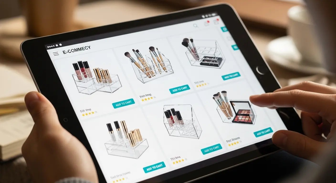 通販で購入できる既製のアクリル製化粧品ディスプレイ什器