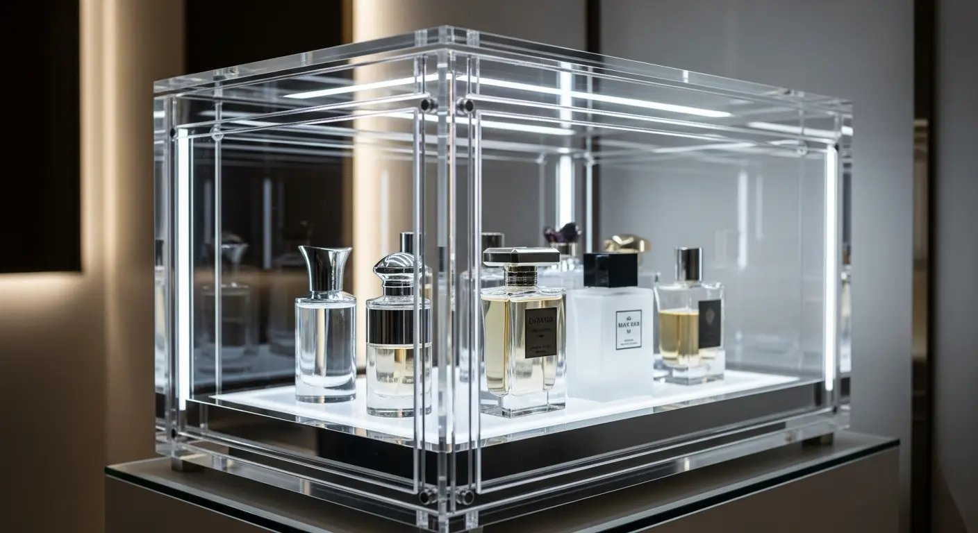 LED照明を組み込んだ高級感のあるアクリル製化粧品ディスプレイ