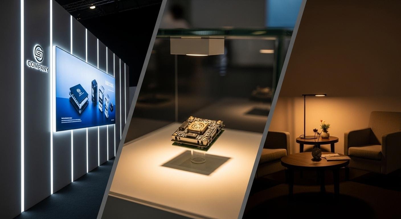 ブース内のエリア別照明 配置事例