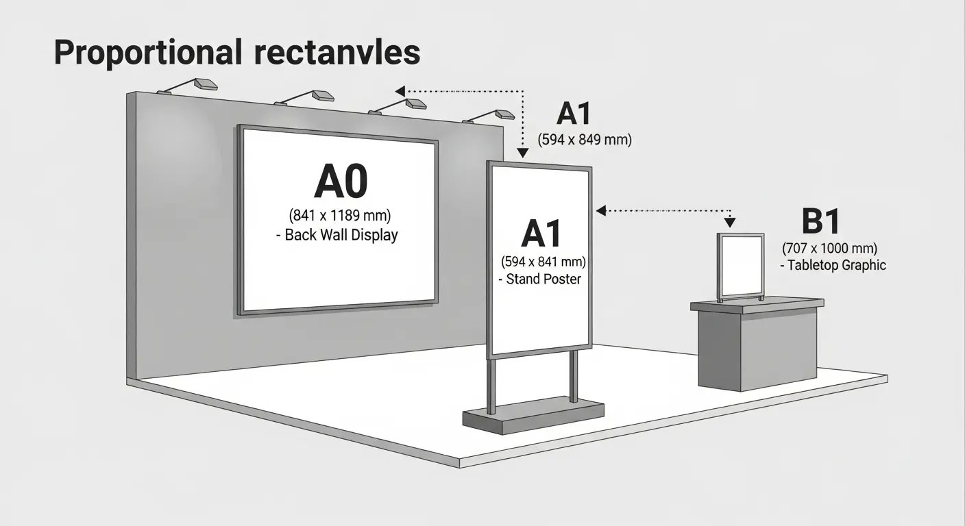タペストリーのA0, A1, B1サイズ比較
