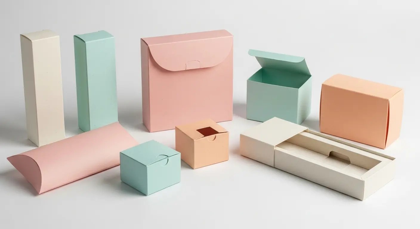 化粧品の外箱に使われるキャラメル箱、スリーブ、ピローケースなどの形状一覧