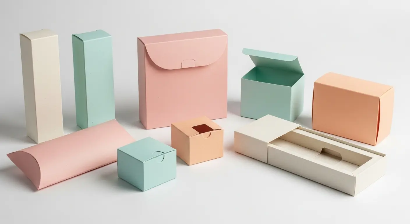 化粧品の外箱に使われるキャラメル箱、スリーブ、ピローケースなどの形状一覧