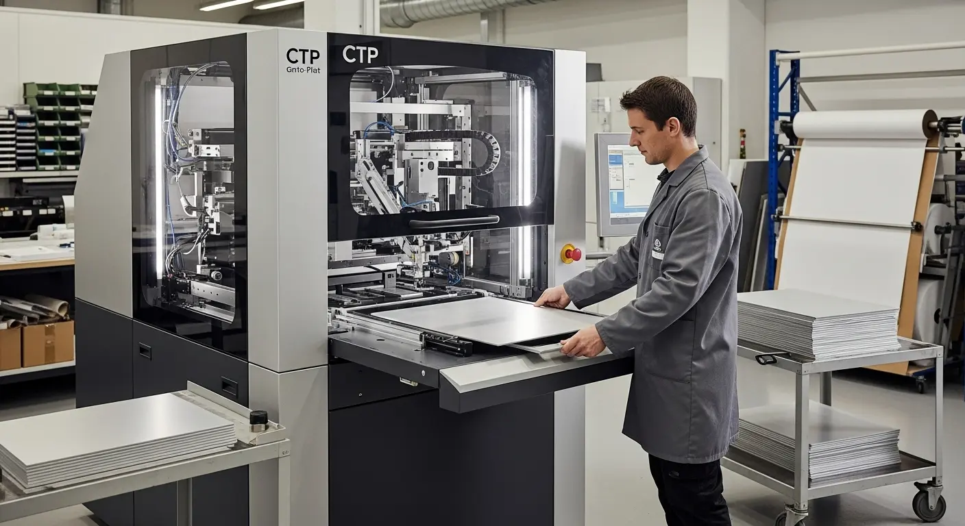 CTPによるアルミ刷版の制作風景