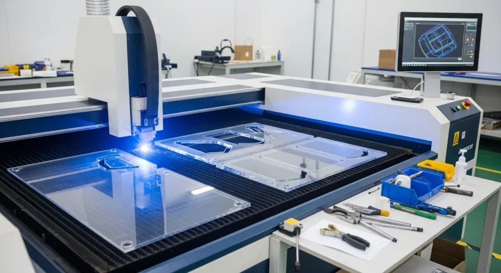 専門業者による特注アクリルディスプレイ什器の製造工程