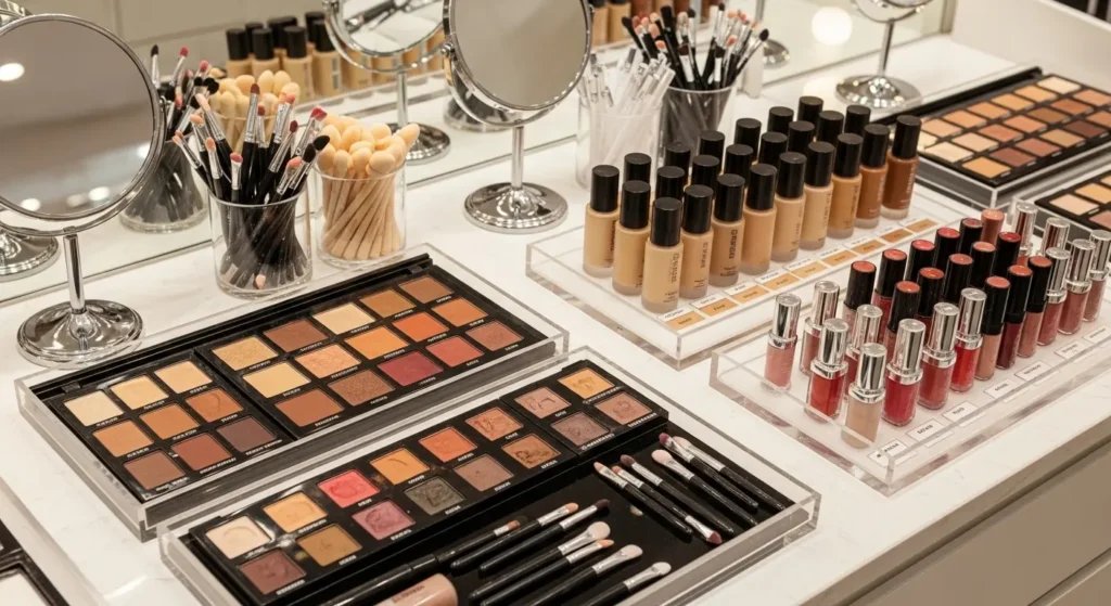 オリジナル化粧品ディスプレイ什器の企画・デザイン打ち合わせ風景