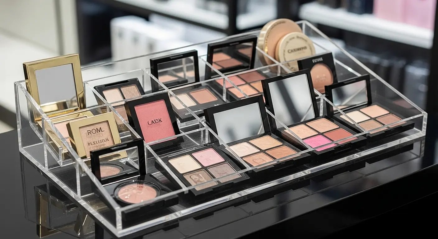 アイシャドウコンパクト収納用のアクリルトレイと仕切り