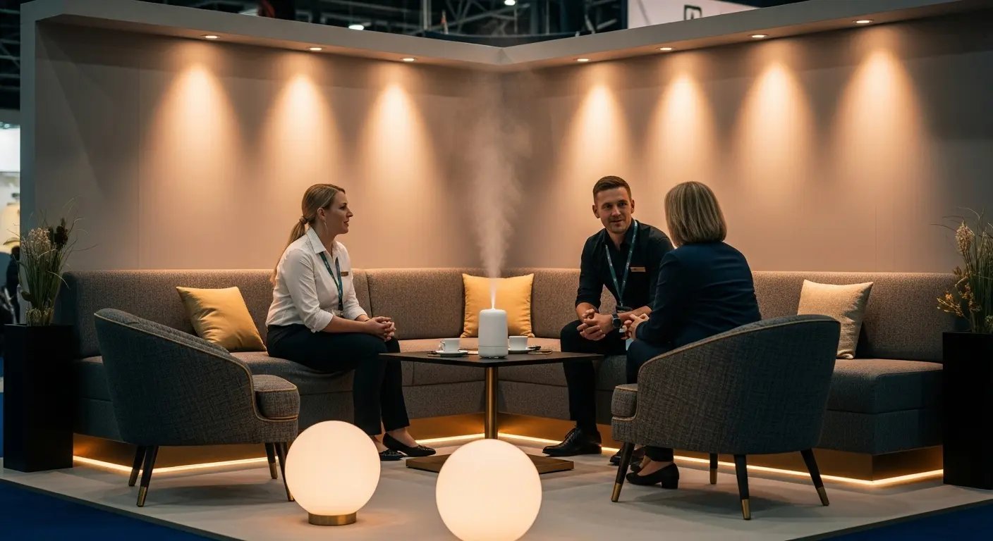 香りや音響で五感に訴える、高級感のある展示会ブースの空間デザイン