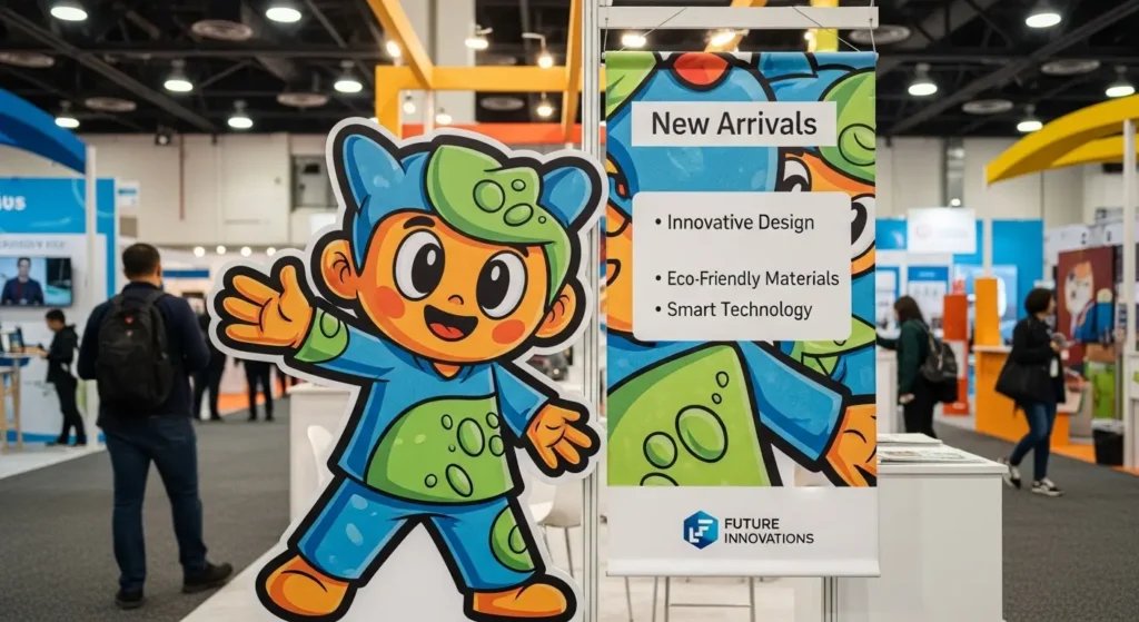 等身大パネルとタペストリーの連携装飾