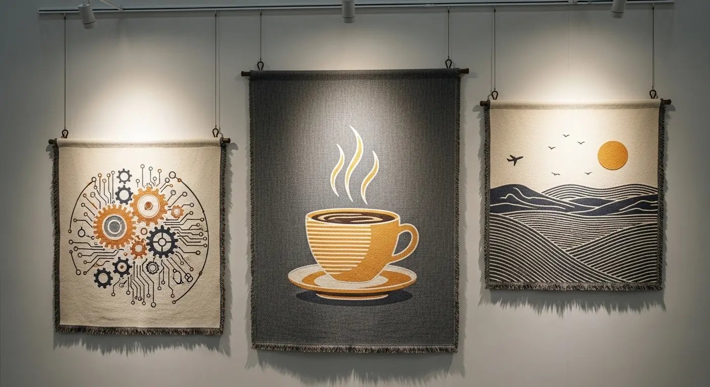 複数枚のタペストリーを使った展示例