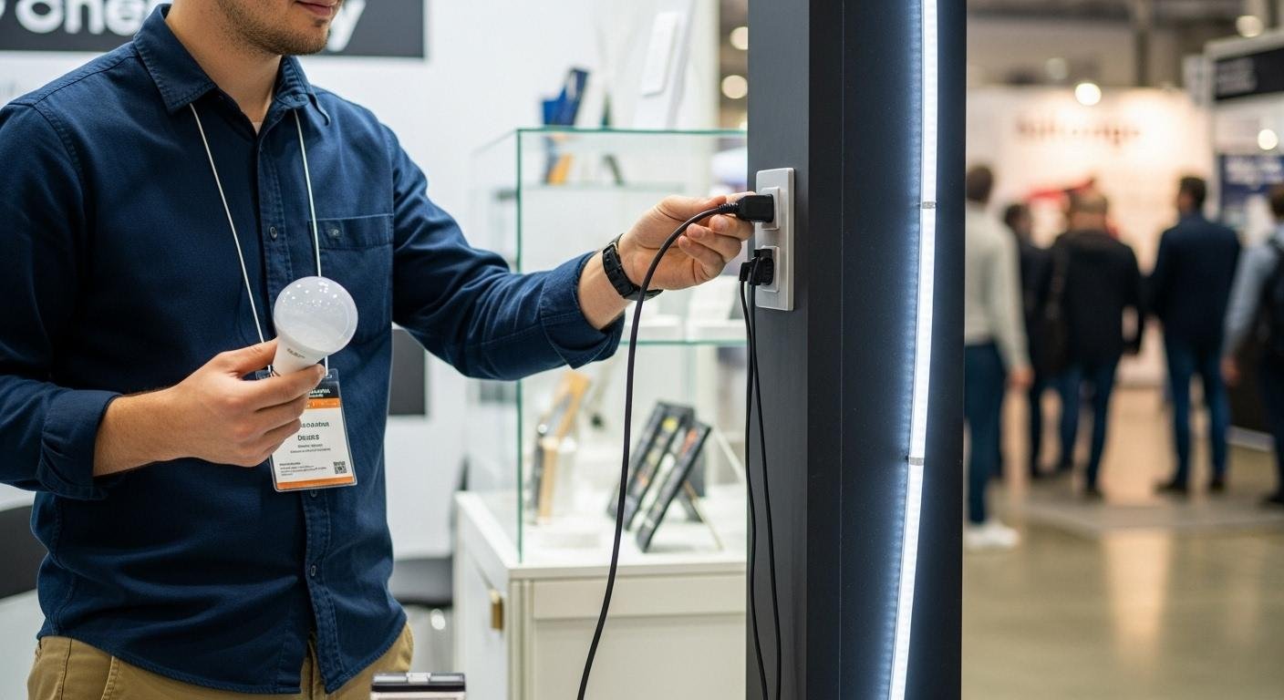 展示会当日の照明トラブル対策と予備品チェック