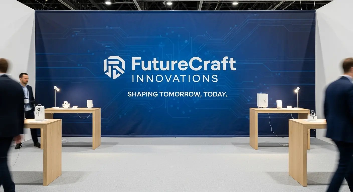 大型タペストリーを使った展示会ブースの壁面装飾