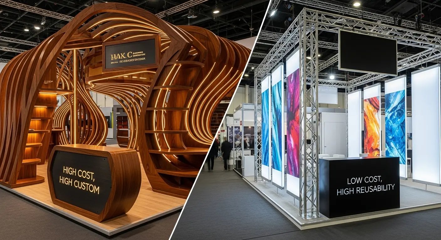 木工ブースとシステムパネルブースのコストとデザイン性の比較