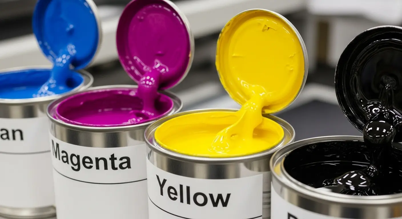 オフセット印刷で使用されるCMYKの4色インキ