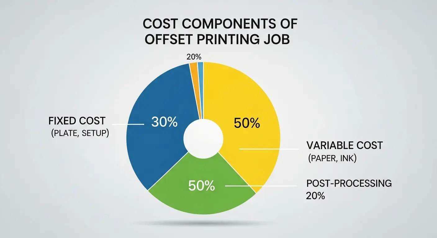 オフセット印刷の見積もりにおける費用構造の円グラフ
