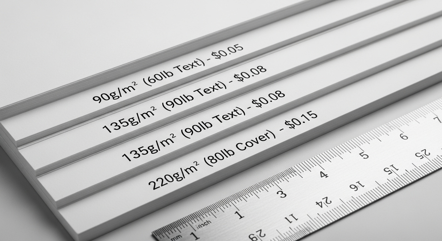 用紙の厚さ（斤量）の比較とコストへの影響