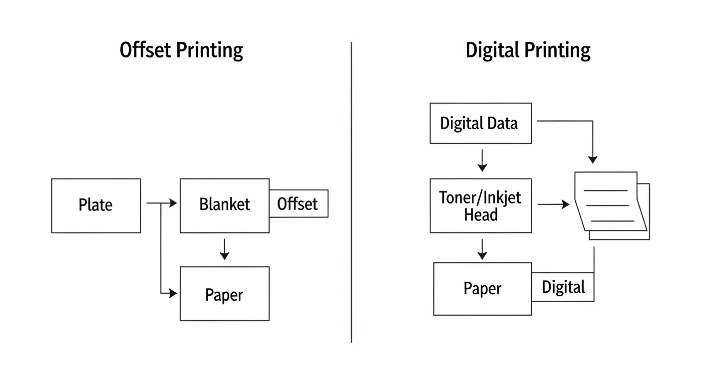 オフセット印刷とデジタル印刷の仕組みを図で解説