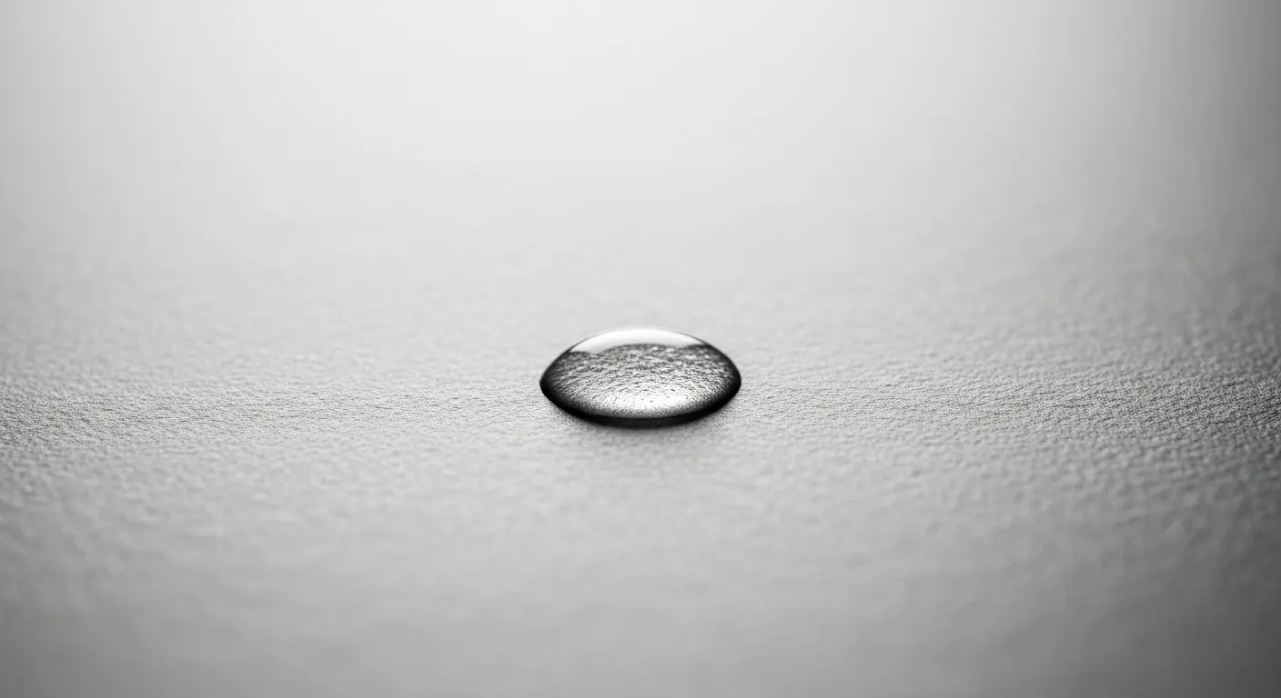 PP加工が施された表面の防水性（水をはじく様子）