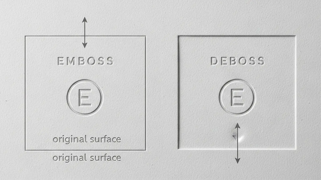 エンボス加工とデボス加工の比較図