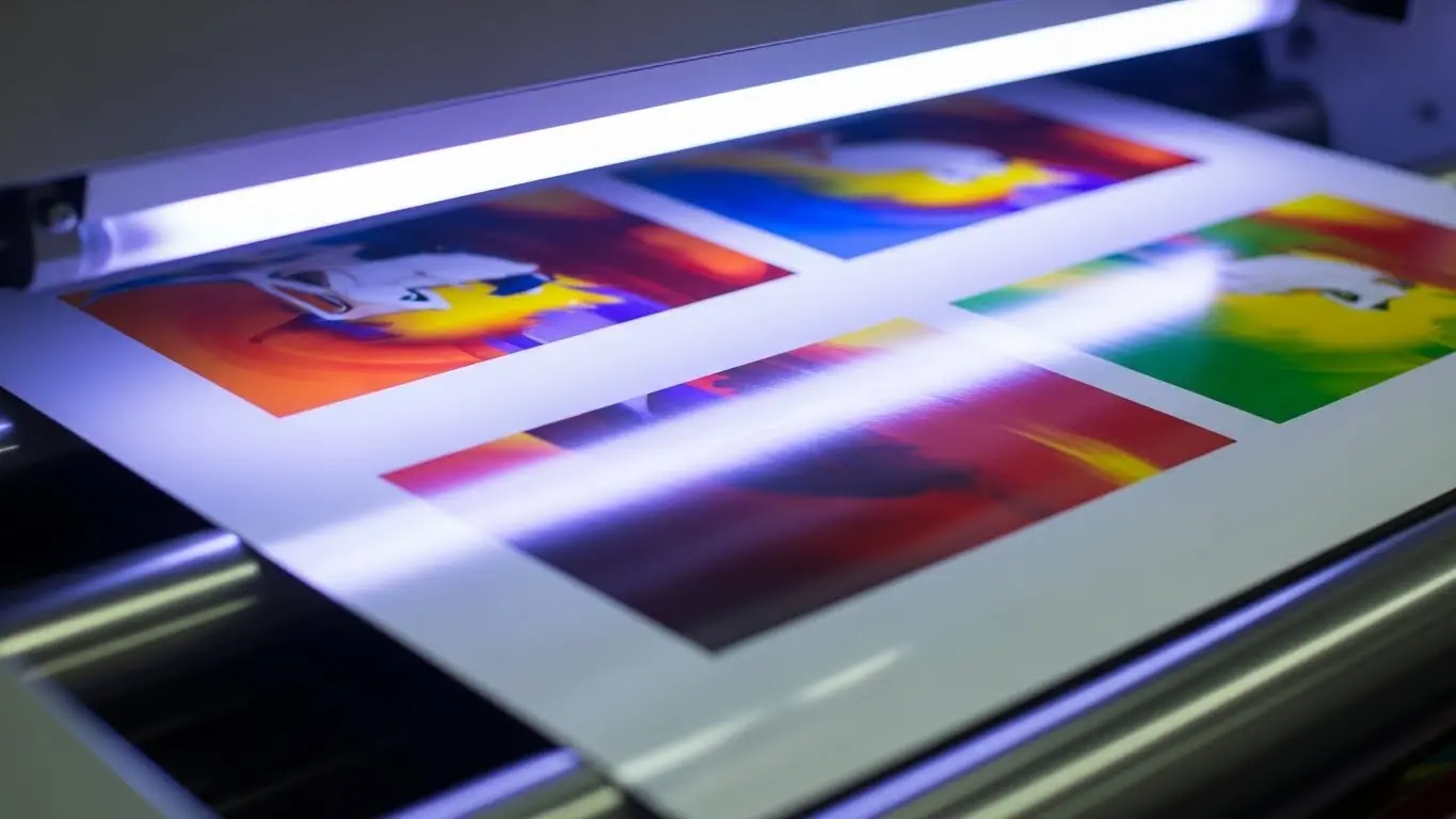 UVランプによるニスの瞬間硬化