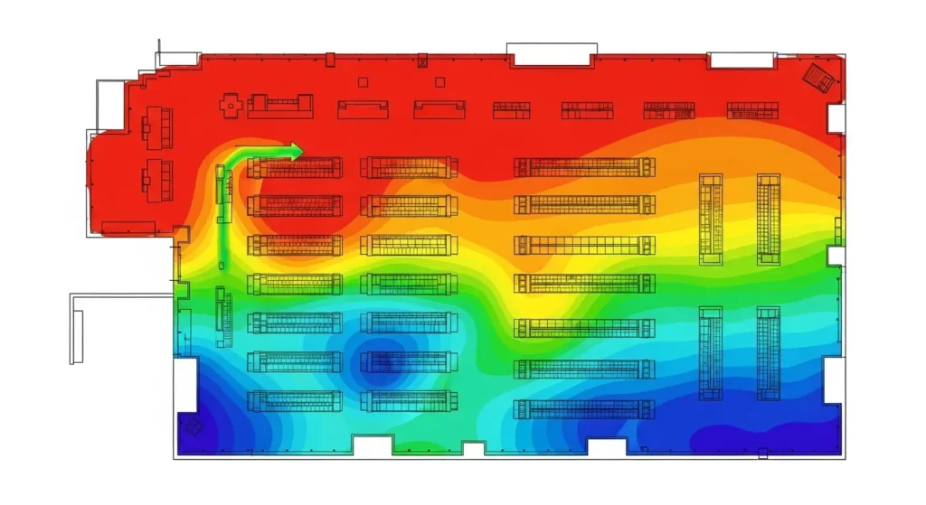店内の顧客動線分析と回遊性の可視化