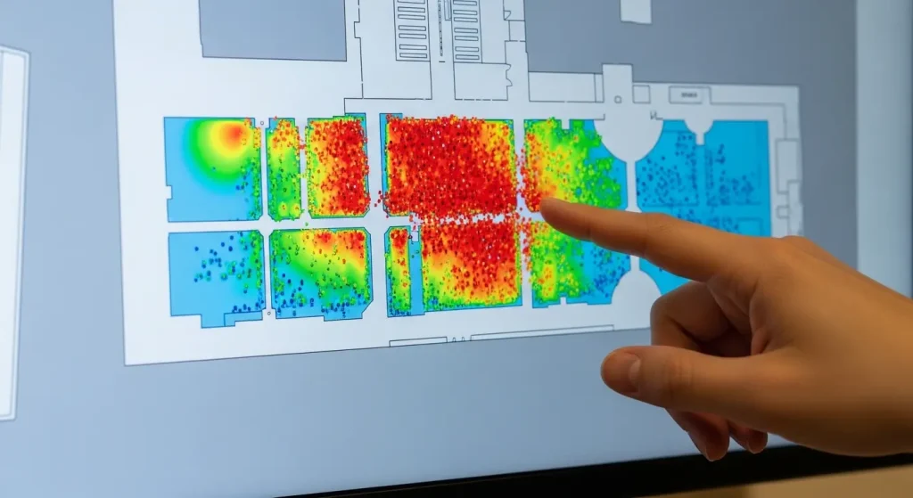 映像解析によって生成されたイベント会場のヒートマップ