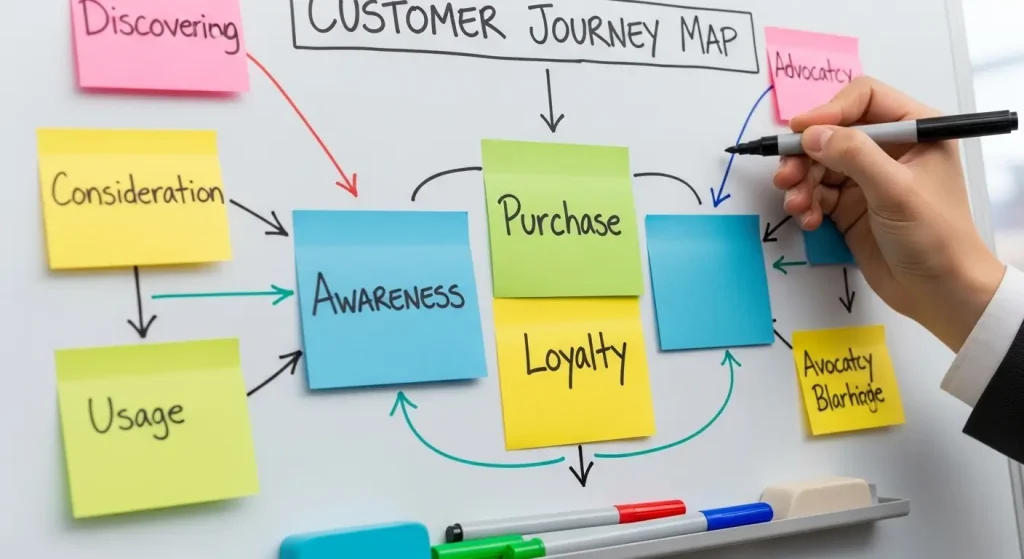 CX向上のためにカスタマージャーニーマップを作成する様子