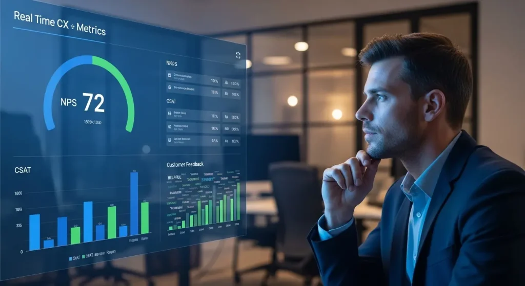 NPSやCSATなどの顧客体験指標を表示するデジタルダッシュボード